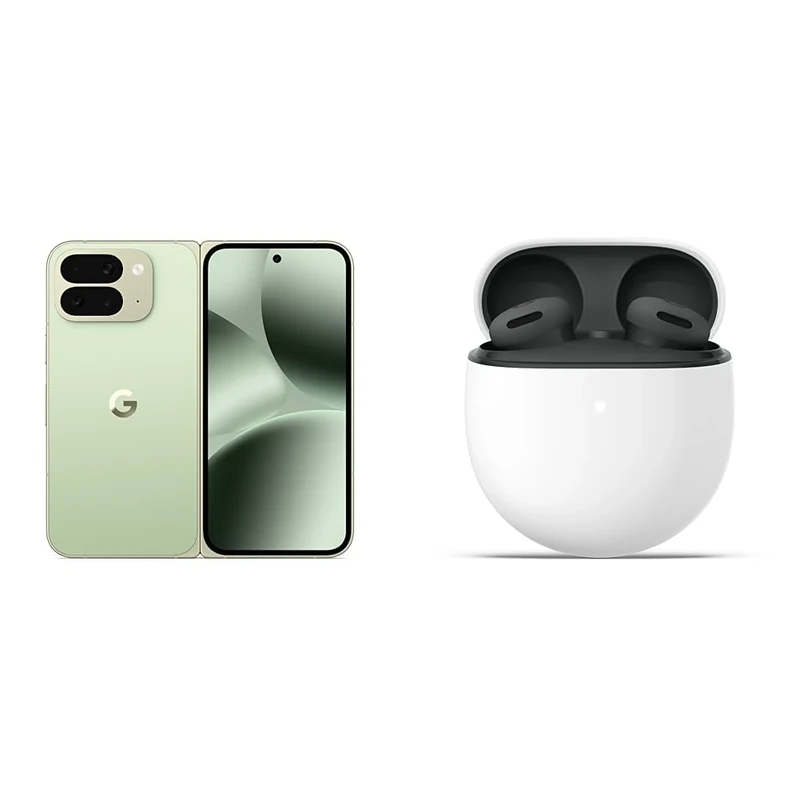 Google Pixel 10 Pro Fold - Unlocked Android Smartphone with Gemini - Advanced Triple Rear Camera System - 24+ Hour Battery - Foldable Display - Hands-Free Video - Jade, 512GB + Buds 2a