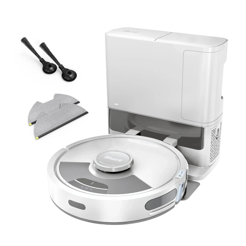 Shark Matrix Plus 2-in-1 Robot Vacuum and Mop with Self-charging Base - Deep-cleans Carpets, Hard Floors and Pet Hair - 3D LiDAR Navigation - Wi-Fi/App - 2 Pads and 2 Brushes incl. - White