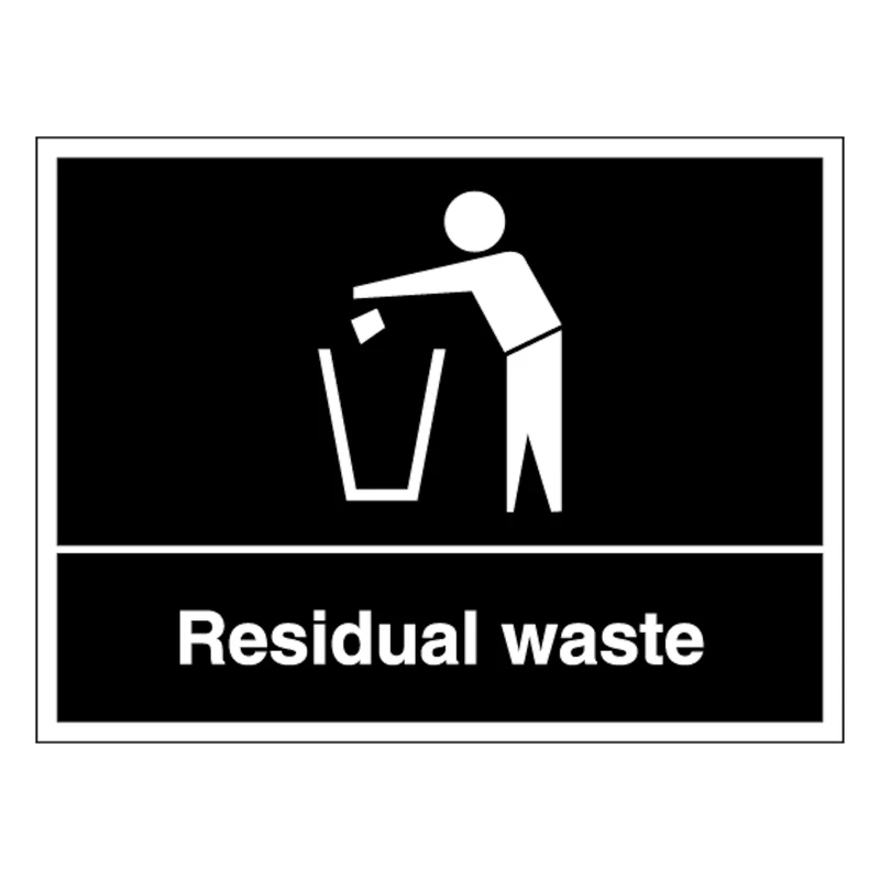 Residual Waste - Landscape 600 x 450 mm - Glow In The Dark Self Adhesive Vinyl