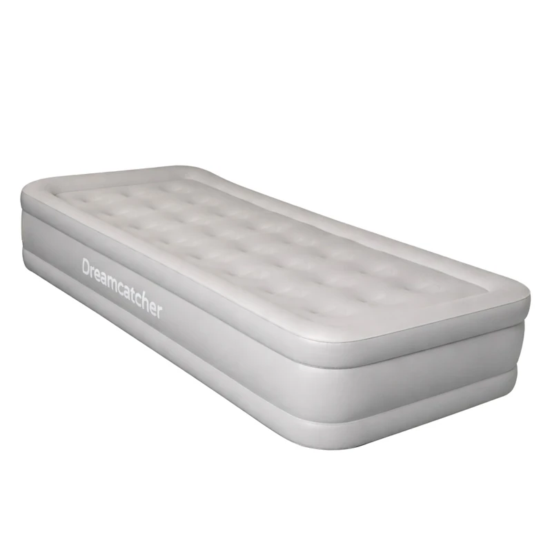 Dreamcatcher Premium Inflatable Mattress Single Air Bed 195x96x47cm. Dark Grey Blow Up Bed Air Mattress with Built in Electric Pump & Airbed Storage Bag Included