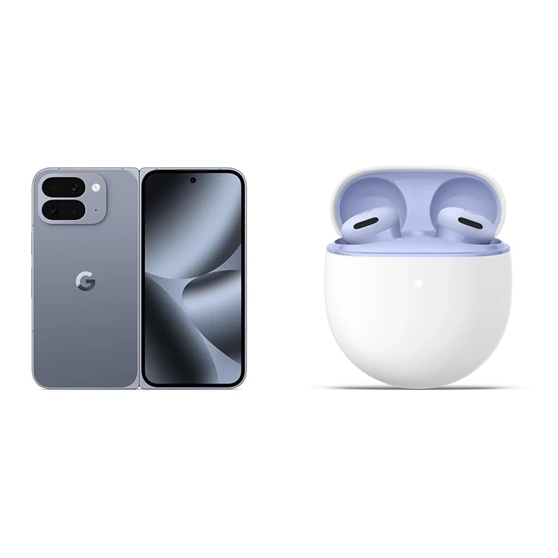 Google Pixel 10 Pro Fold - Unlocked Android Smartphone with Gemini - Advanced Triple Rear Camera System - 24+ Hour Battery – Foldable Display - Hands-Free Video - Moonstone, 512GB + Buds 2a