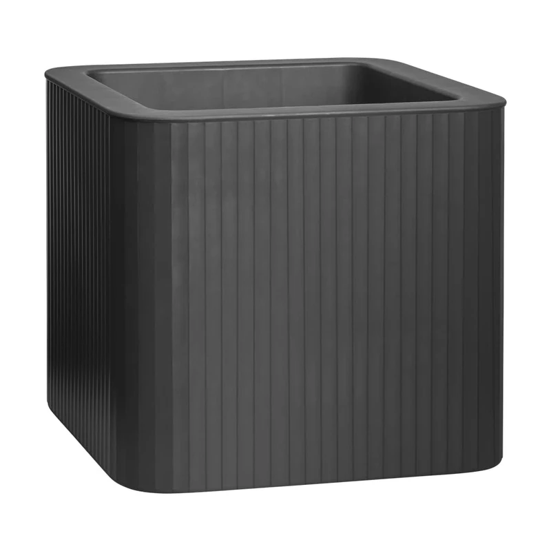 FLORUS Jive Square Stripe 40cm - Planter for Outdoor - 100% Recycled Plastic – L39 x W39 x H37.2 - Grey/Anthracite
