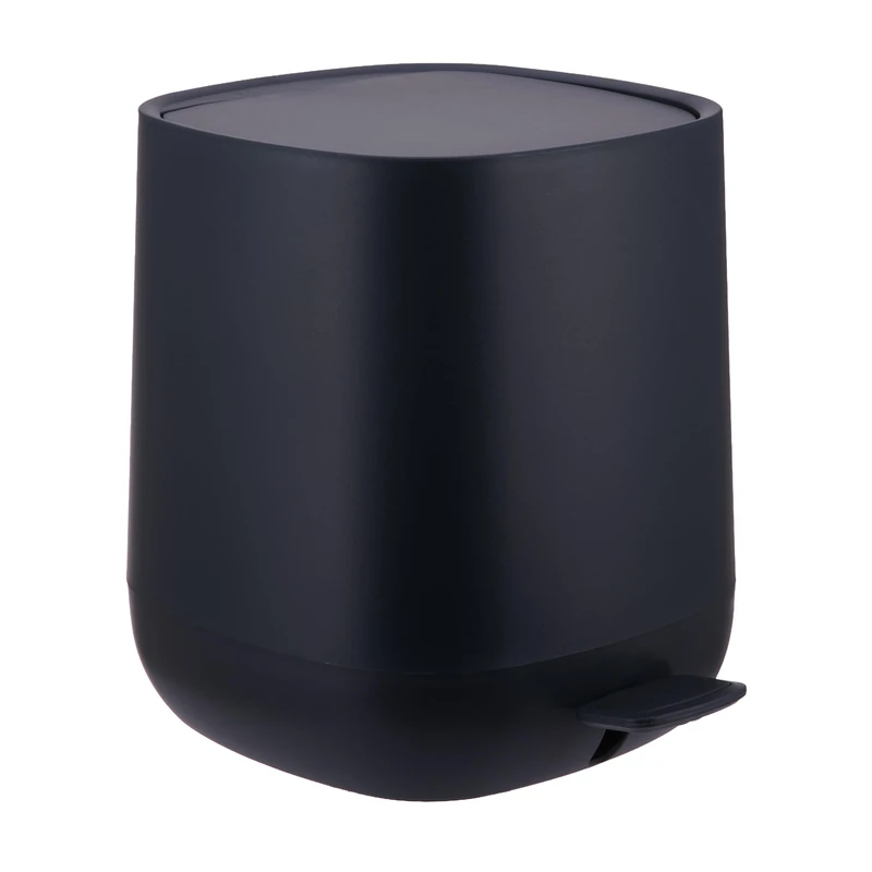 Relaxdays Bathroom Bin, 5L Cosmetic Waste Bin with Soft-Close, Removable Inner, Pedal, Matte Finish, 25x21.5x21.5 cm, Bl