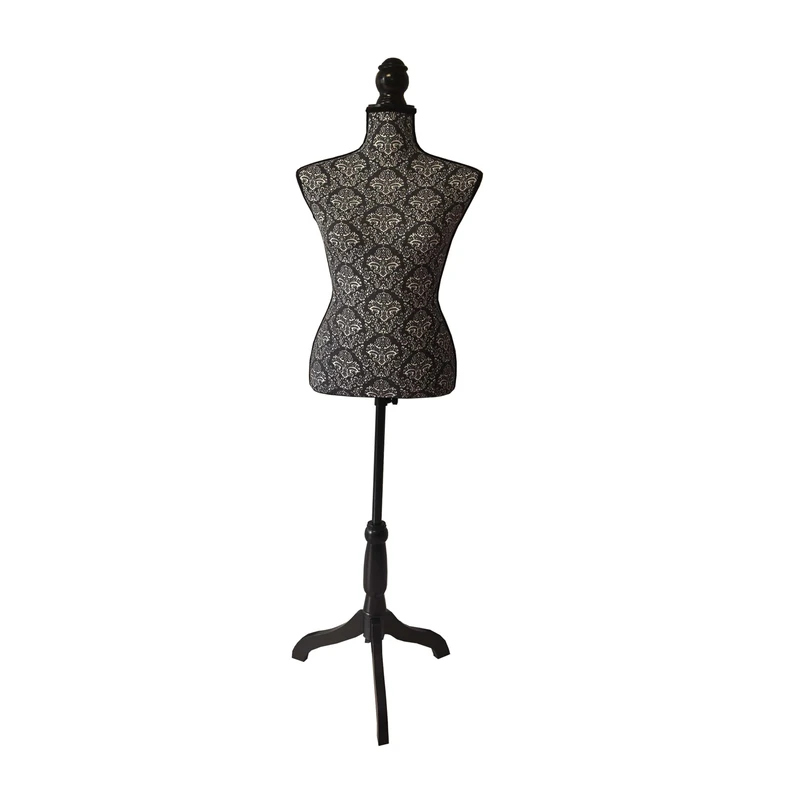 Relaxdays Women’s Dress Form, Adjustable Height 130-167cm, Wooden Stand, Black/White, 167x41x34cm