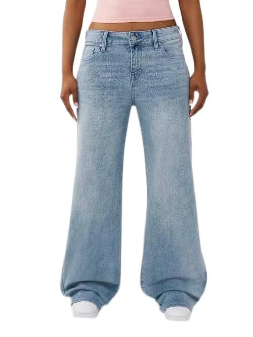 True Religion Women's Bobbi Single Needle No Flap Baggy, Blue, 26 - Image 1