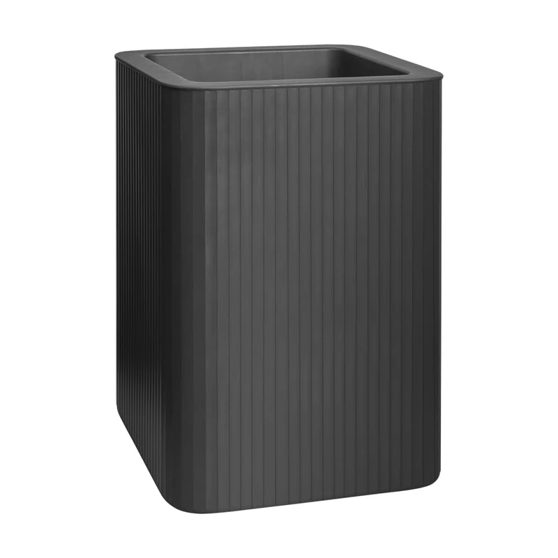 FLORUS Jive Square High Stripe 40cm - Planter for Outdoor -100% Recycled Plastic – L39 x W39 x H60.2 - Grey/Anthracite