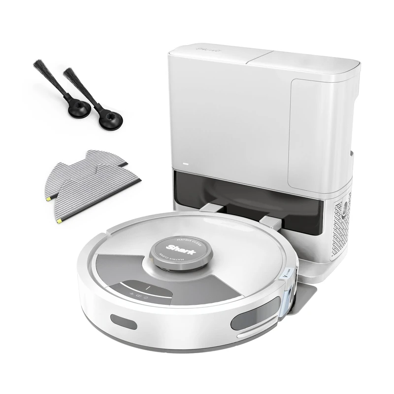 Shark Matrix Plus 2-in-1 Robot Vacuum and Mop with Self-charging Base - Deep-cleans Carpets, Hard Floors and Pet Hair - 3D LiDAR Navigation - Wi-Fi/App - 2 Pads and 2 Brushes incl. - Grey