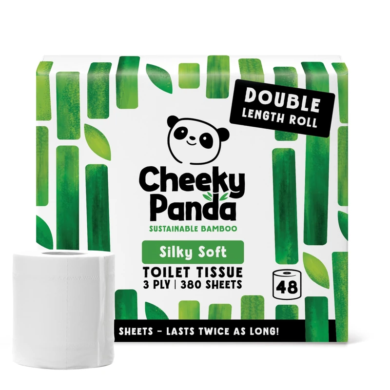 The Cheeky Panda Bamboo Toilet Rolls Bulk Buy 360 Sheets Per Roll – 48 Rolls of 3 Ply Toilet Paper | Plastic Free Packaging and Sustainable Tissue Paper | Compostable Loo Roll