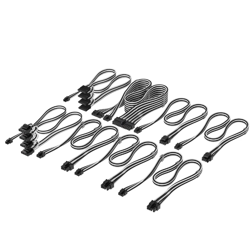 Corsair Elite Premium Type 4 Individual Sleeved PSU Cable Pro Kit – Low-Profile Cable Combs, Triple-Mesh Paracord Sleeve, Compatible Type 4 PSUs – Black/White