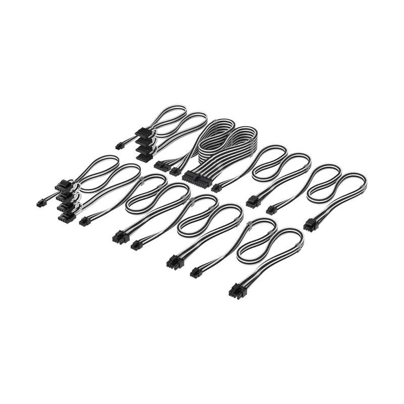 Corsair Elite Premium Type 5 Individual Sleeved PSU Cable Pro Kit – Low-Profile Cable Combs, Triple-Mesh Paracord Sleeve, Compatible Type 5 PSUs – Black/White