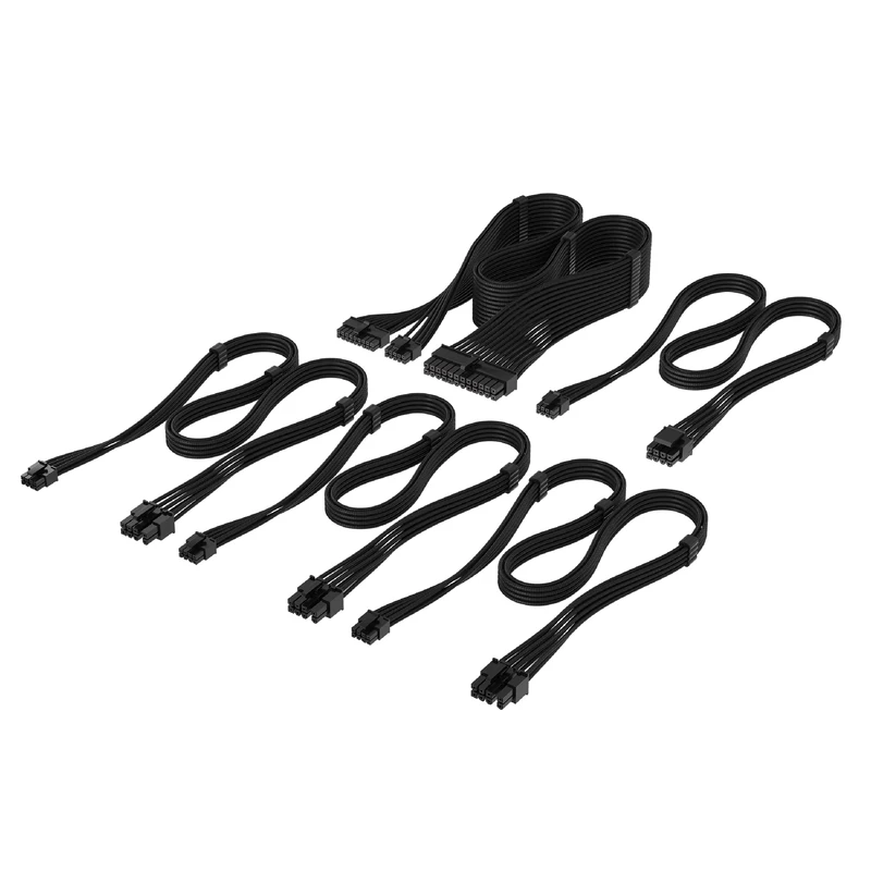 Corsair Elite Premium Type 4 Individual Sleeved PSU Cable Starter Kit – Low-Profile Cable Combs, Triple-Mesh Paracord Sleeve, Compatible Type 4 PSUs – Black
