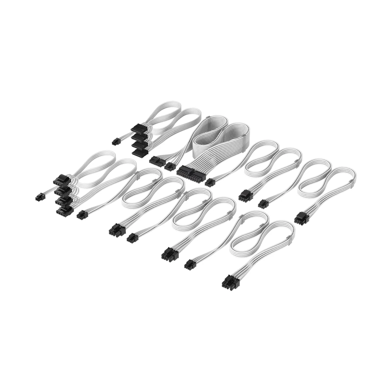 Corsair Elite Premium Type 5 Individual Sleeved PSU Cable Pro Kit – Low-Profile Cable Combs, Triple-Mesh Paracord Sleeve, Compatible Type 5 PSUs – White