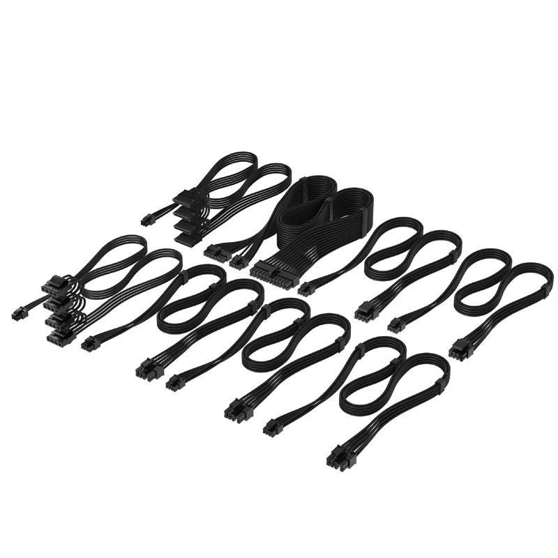 Corsair Elite Premium Type 4 Individual Sleeved PSU Cable Pro Kit – Low-Profile Cable Combs, Triple-Mesh Paracord Sleeve, Compatible Type 4 PSUs – Black