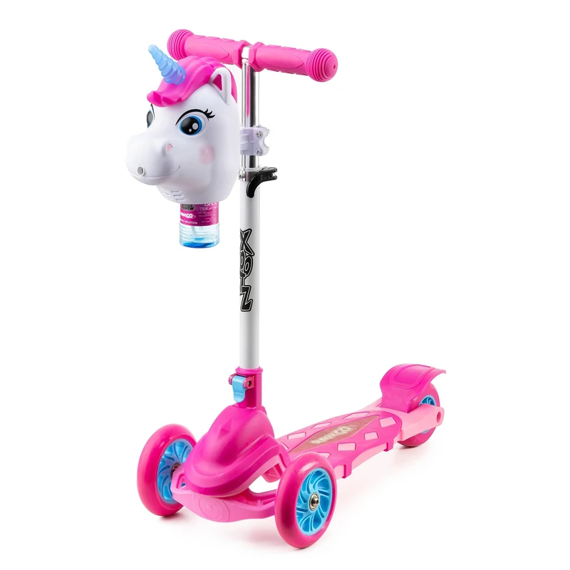 Xootz Bubble Go Unicorn Scooter, 3 Wheel Kids Scooter with Bubble Machine, Adjustable, Foldable Tri Scooter for Toddlers, Balance and Lean to Steer