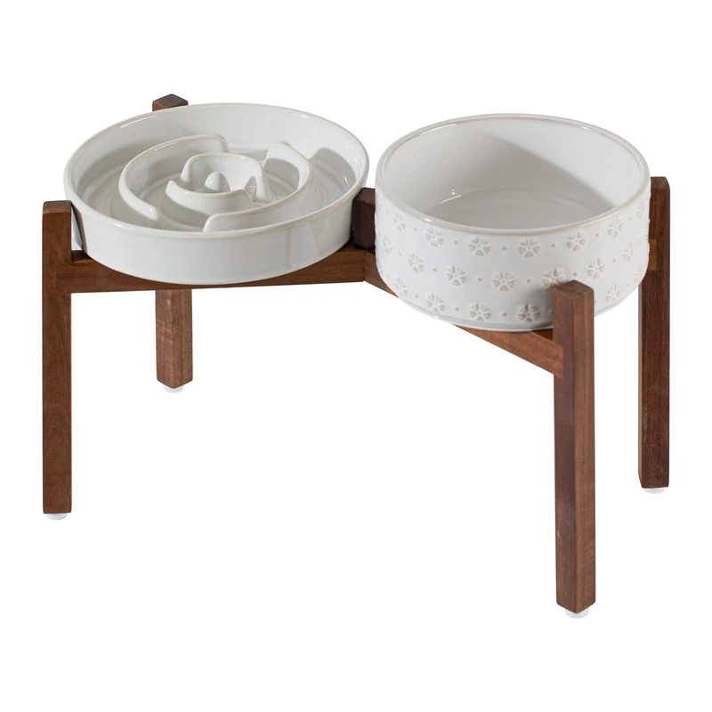 Havniva Elevated Slow Feeder Dog Bowls - Ceramic Set