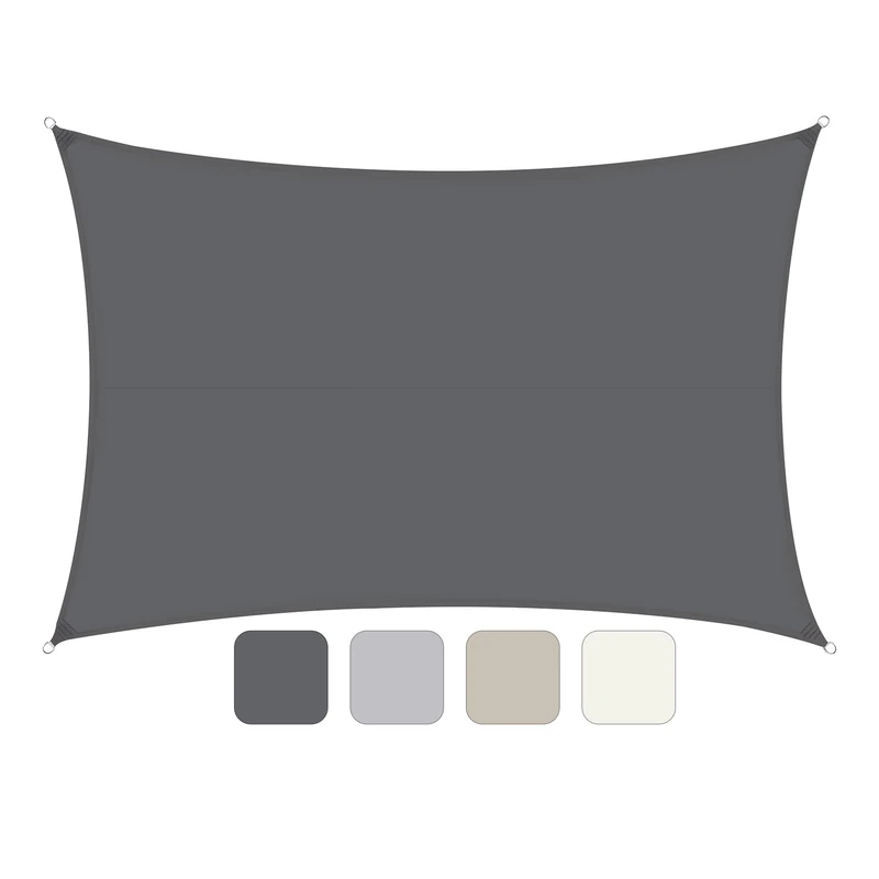 Sunula Waterproof Sun Sail, 3 x 4 m, Rectangular, High Density PES 160 g/m², with Circumferential Webbing & Stainless Steel Rings, Seam Sealing & up to 95% UV Protection, for Balcony, Patio, Garden
