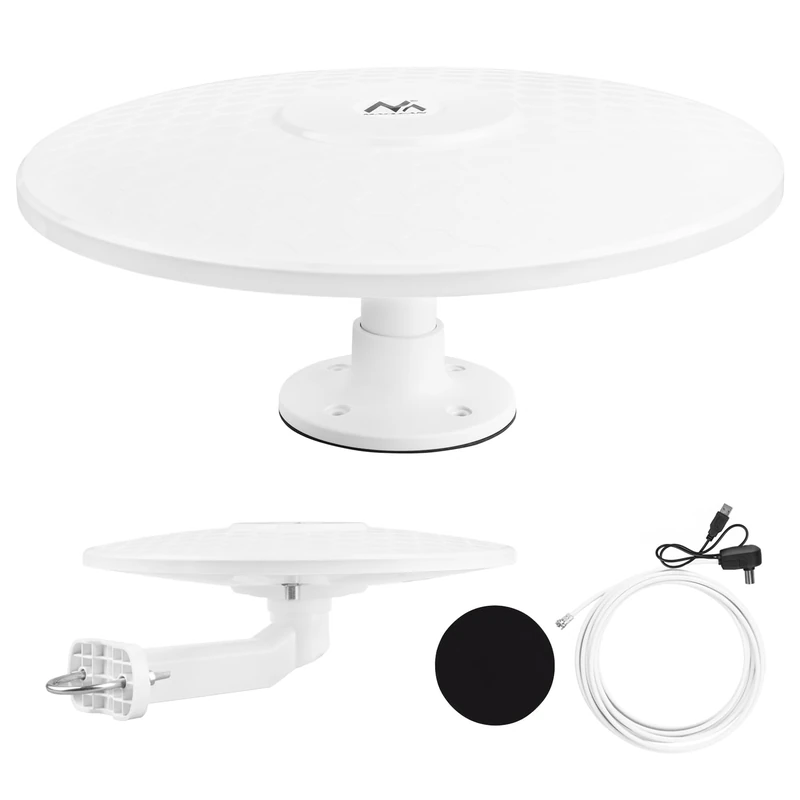 Maclean MCTV-104 Active Omnidirectional DVB-T2 Antenna 360° with LTE Filter, USB Power Supply, Compact Weatherproof Model for Motorhome, Caravan, Truck and Yacht