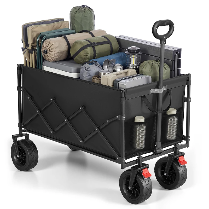 SONGMICS 200L Festival Trolley on Wheels, Foldable Camping Cart Wagon