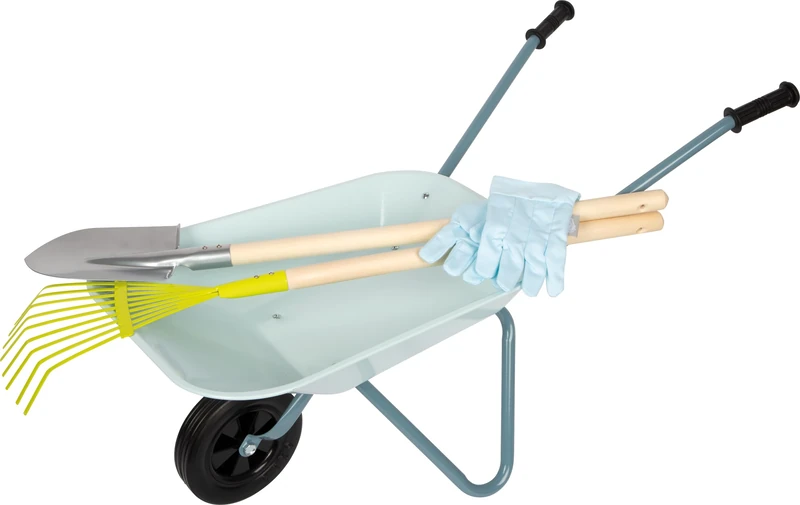 small foot garden tool set with a wheelbarrow, garden and sand toys with children’s size gloves, for children of 3 years and older, 12799