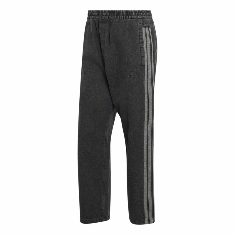 adidas Men's Stadium Regular Fit Denim Full Length Open Hem Trackpants Pants, Black, XXL