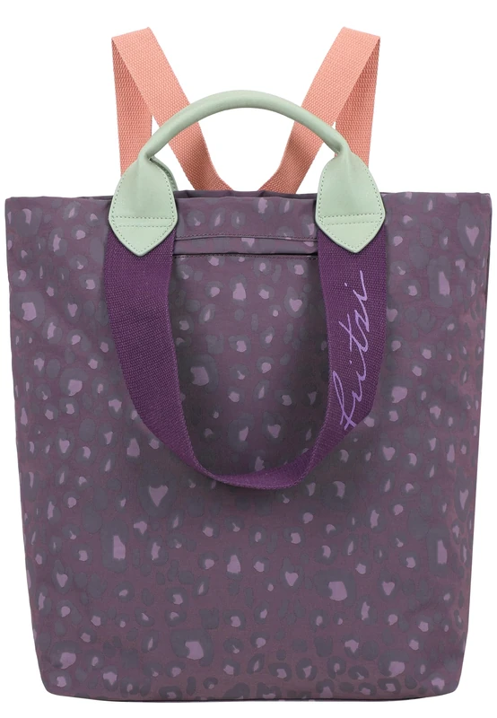 Fritzi Ju Leo Backpack Nylon Women's Backpack Festival City Vegan Leopard Print Ultralight Adjustable Straps 38 x 30 x 17 cm - Pink, Green, Purple, Beige, purple, 38 x 30 x 17 cm - Image 1