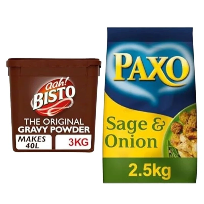 Bisto Roast Dinner Bundle: 1 x 3 Kg Bisto The Original Gravy Powder Tub & 1 x 2.5 Kg Paxo Sage and Onion Stuffing Mix Tub - Ideal for Pubs, Carveries & Commercial Kitchens