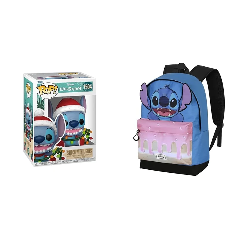 Funko Lilo & Stitch Stitch with Holiday Lights 1504 – Pop Figure, Disney Cake HS Fan Backpack 2.2 31×44 cm 24L Blue