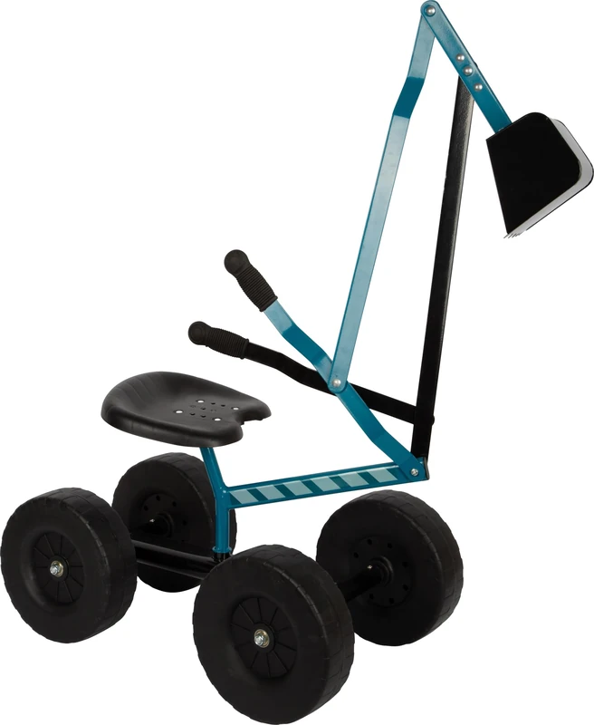 small foot excavator with blue wheels, children’s sand excavator for sitting on, with 360° rotation, 50 kg load-carrying capacity, 12798
