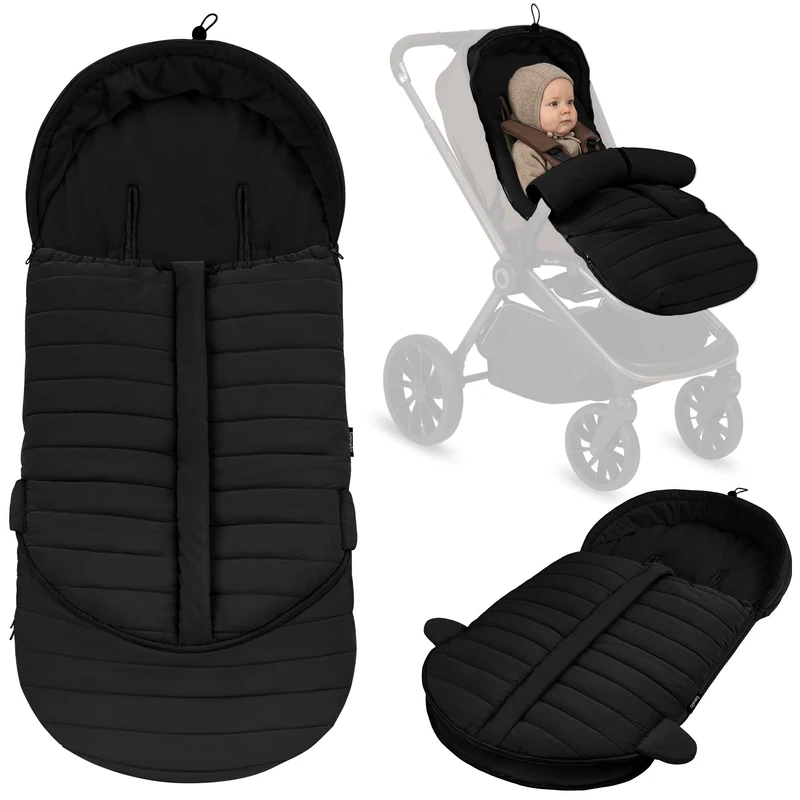 Lionelo Universal Winter Stroller Sleeping Bag for Pushchair and Carrycot, 5-Point Belts, Waterproof, Warm, Zipper, Machine Washable, Hypoallergenic Padding, 101 x 45 cm