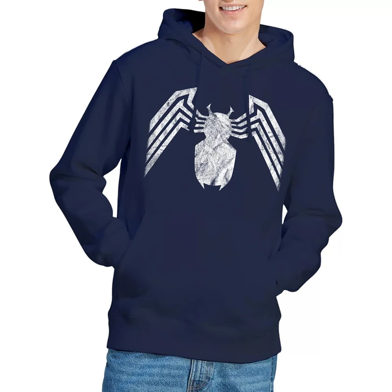 Marvel Venom Emblem Unisex Hoodie, Navy, X-Large