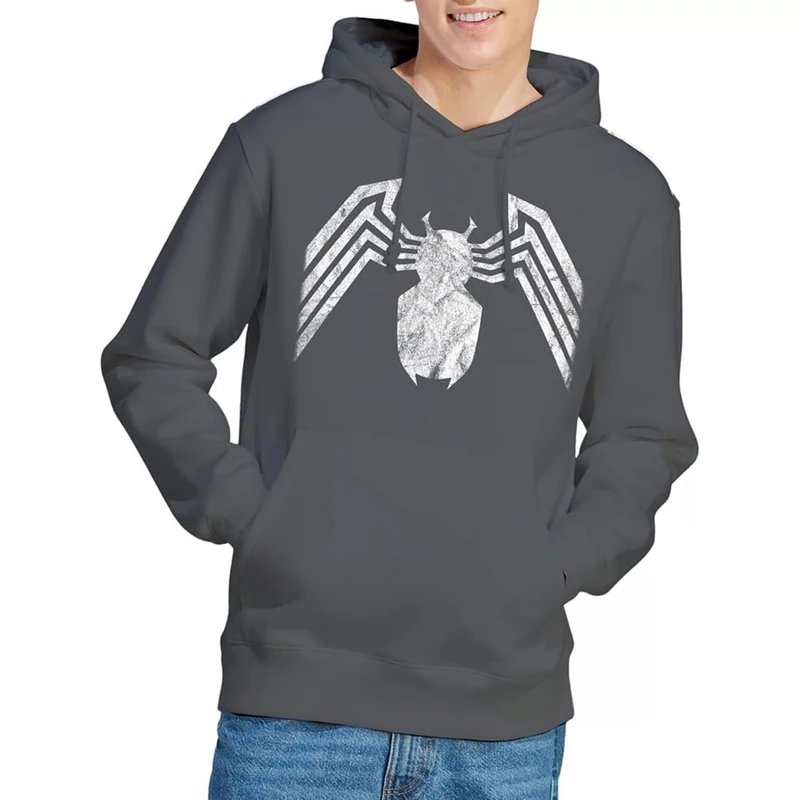 Marvel Venom Emblem Unisex Hoodie, Charcoal, X-Large