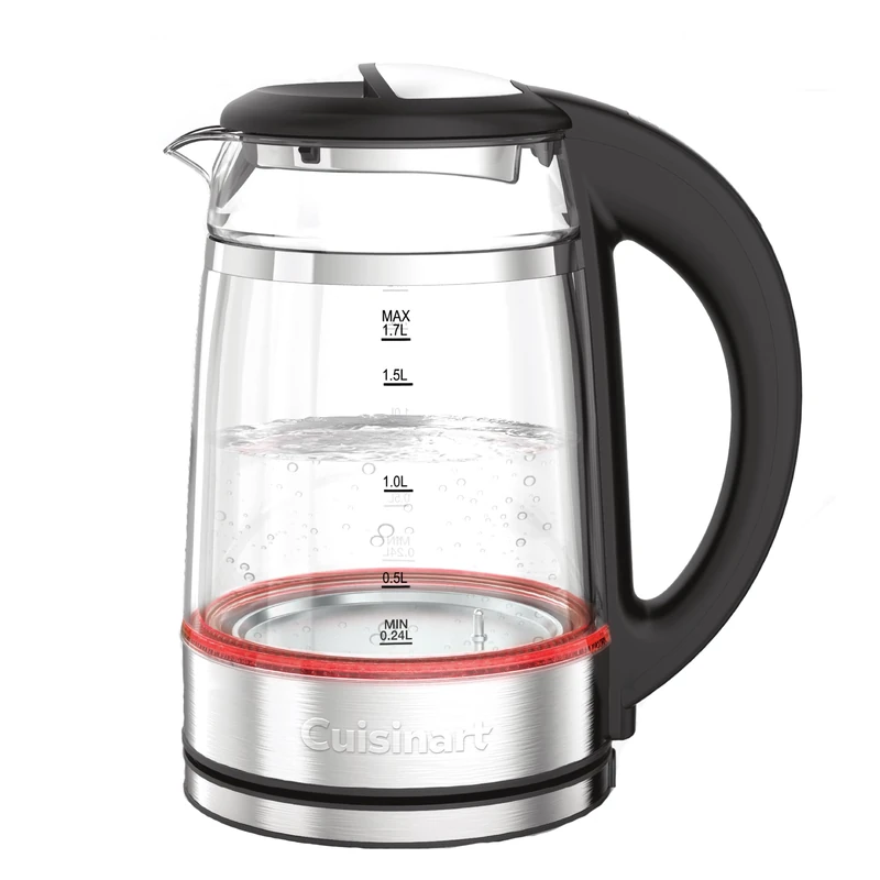 Cuisinart 1.7L Glass Kettle with Touch Screen Variable Temperature Control|Double Walled Glass, Safe to Touch| Illumination|3KW Rapid Boil|BPA-Free|Non-Drip Spout|360° Swivel Base|One-Cup Marking