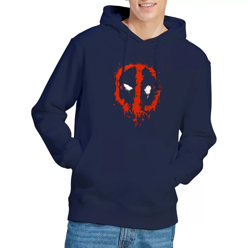 Marvel Deadpool Paint Logo Unisex Hoodie, Navy, XX-Large