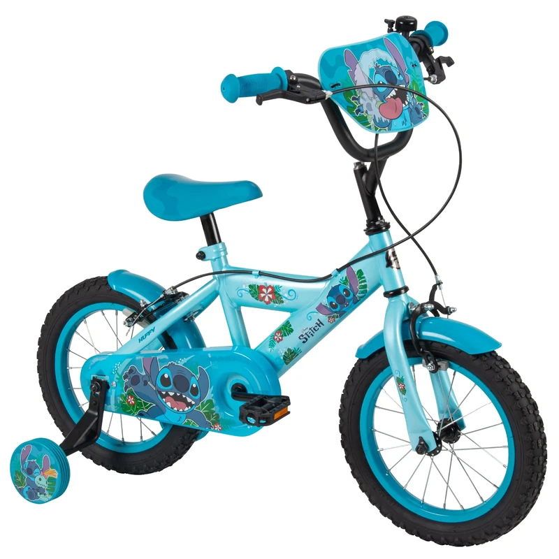 Huffy Disney Stitch 14" Kid’s Bike, aged 4-6 years, Dual Calliper Brakes, Removable Stabilisers, Adjustable Seat, Blue