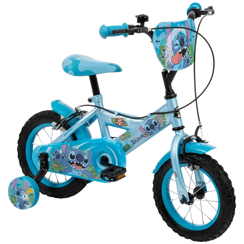 Huffy Disney Stitch 12inch Kid’s Bike, aged 3-5 years, Dual Calliper Brakes, Removable Stabilisers, Adjustable Seat, Blue
