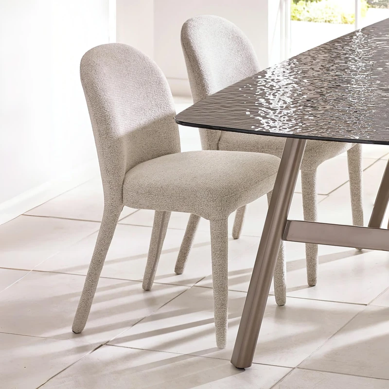 Julian Bowen Holly Dining Chairs - Set of 2 Beige Chenille Kitchen Chairs with Upholstered Legs for Dining Room, Modern Fabric Dinner Seats - H83cm x W49cm - Image 1