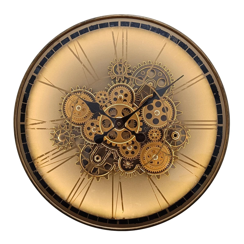 Lesser & Pavey Cog Clocks LED Cog Clock Light Up Gold 51cm | Modern Wall Clock for Living Room Bedroom Kitchen LED Illuminated | Mantelpiece & Desk Clocks | Decorative Home