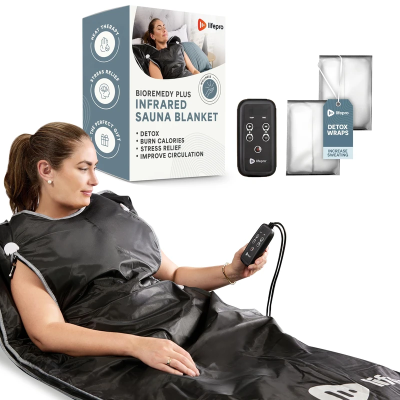 LifePro BioRemedy Plus Infrared Sauna Blanket – Available in 5 Colours – Portable Far Infrared Home Sauna Bag for Detox, and Relaxation – Adjustable Temp (30-70°C) & Timer – Includes Detox Wraps
