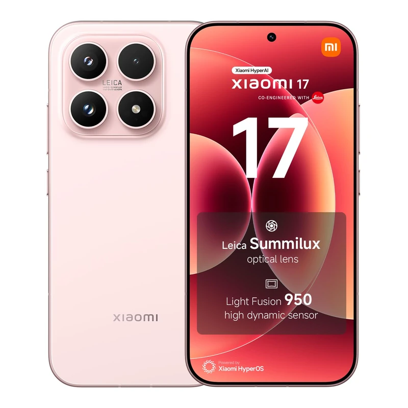 XIAOMI 17, Smartphone 12+512 GB, Leica Summilux Optical Lens, Light Fusion 950 Image Sensor, 6330mAh (typ) Battery, HyperAI, Alpine Pink, 1 year extra warranty, Charger Not Included