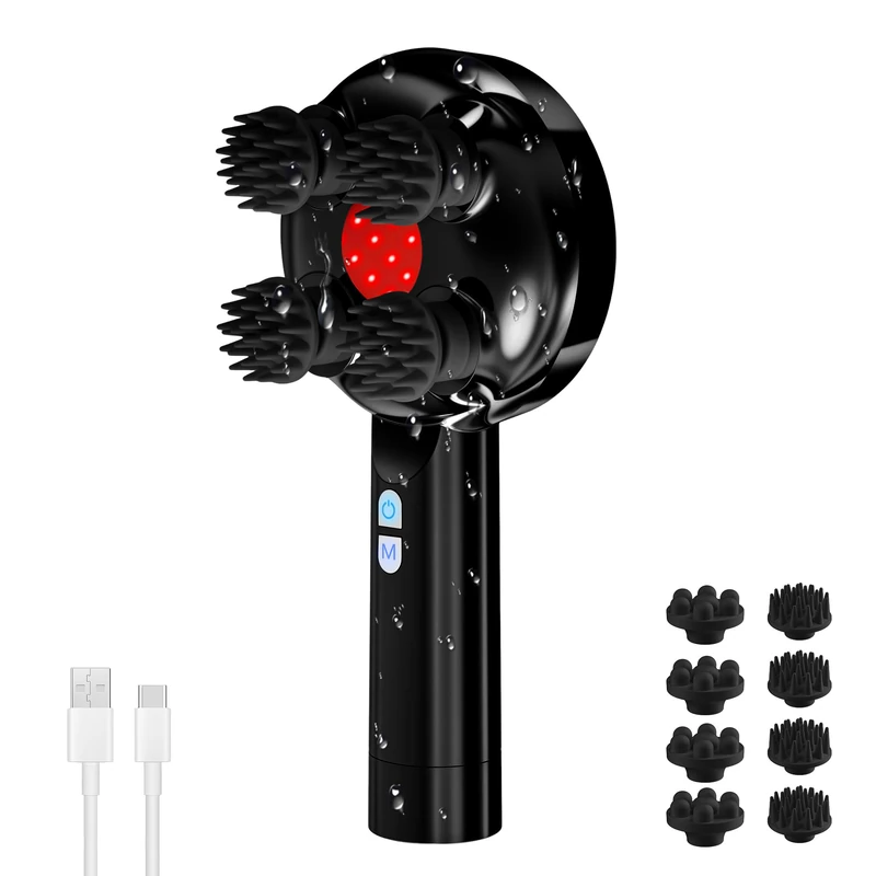 COMFIER Handheld Scalp Massager Hair Growth, Cordless Hair Head Massager with 3 Modes & 8 Silicone Claws,IPX7 Waterproof Body Massager for Stress Relax, Pet Massage, Head Scratcher, Gifts for Women