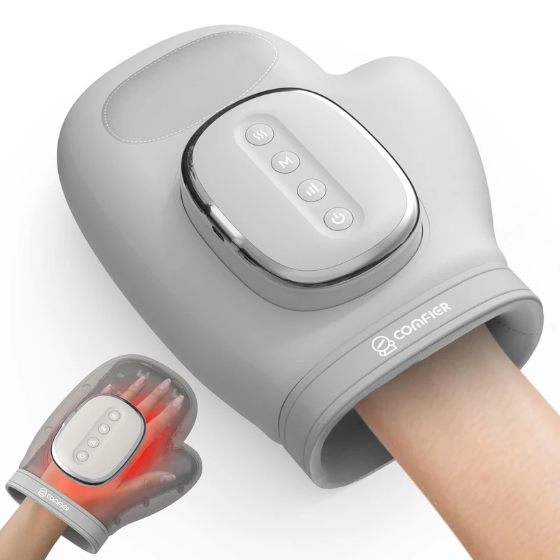 COMFIER Cordless Hand Massager for Arthritis and Carpal Tunnel, Updated Bigger Electric Hand Massager with Heat and Compression, Wrist, 3 Modes 5 Intensities Finger Massage, Gifts for Women Men