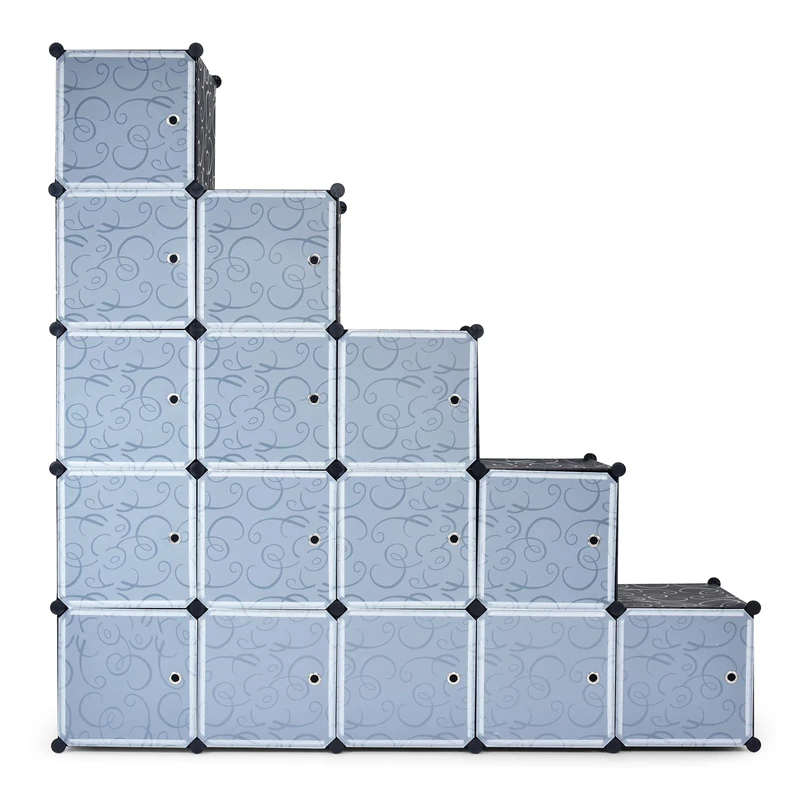 FANTASK 20 Modular Cubes, DIY Plastic Wardrobe with Tilt Protection, Cube Shelf, Stackable, Space-Saving Bookcase for Bedroom, Living Room