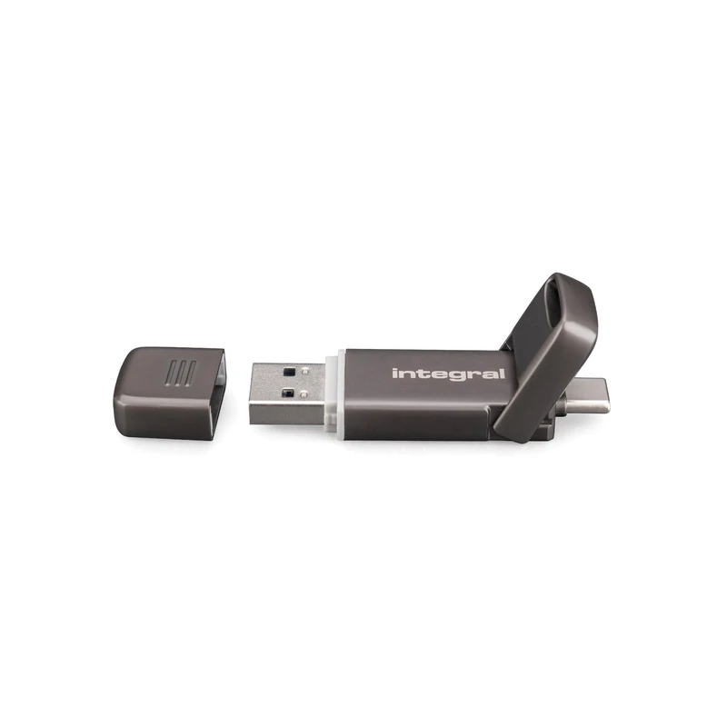 Integral USSD 256GB SlimXpress Dual USB 3.2 Gen 2x1 Flash Drive, Dual Type-C & Type-A Ports, Portable SSD, Read up to 550 MB/s & Write up to 500 MB/s. Slim, Durable Metal Design for On-the-Go Storage