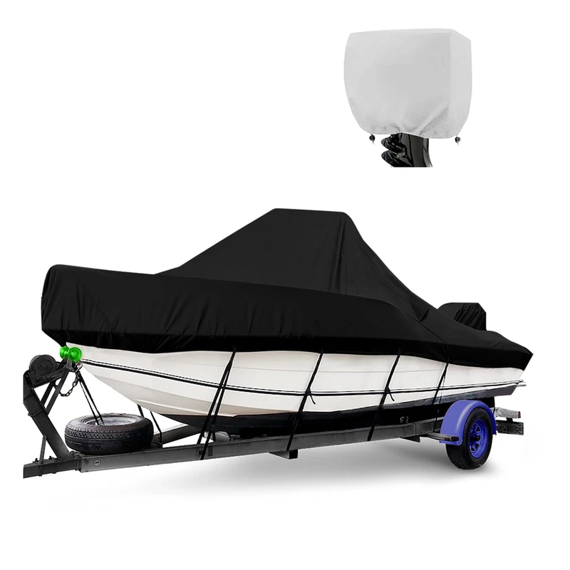 Center Console Boat Cover - 17'-19' Boat Waterproof Cover with Windproof Buckle Straps, 600D Marine-Grade Oxford for 5.2-5.8m Boats, UV Resistant & Trailerable Design