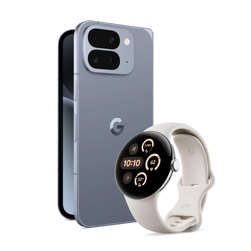 Google Pixel 10 Pro Fold - Unlocked Android Smartphone with Gemini - Advanced Triple Rear Camera System - 24+ Hour Battery – Foldable Display - Hands-Free Video - Moonstone, 512GB + Pixel Watch 3