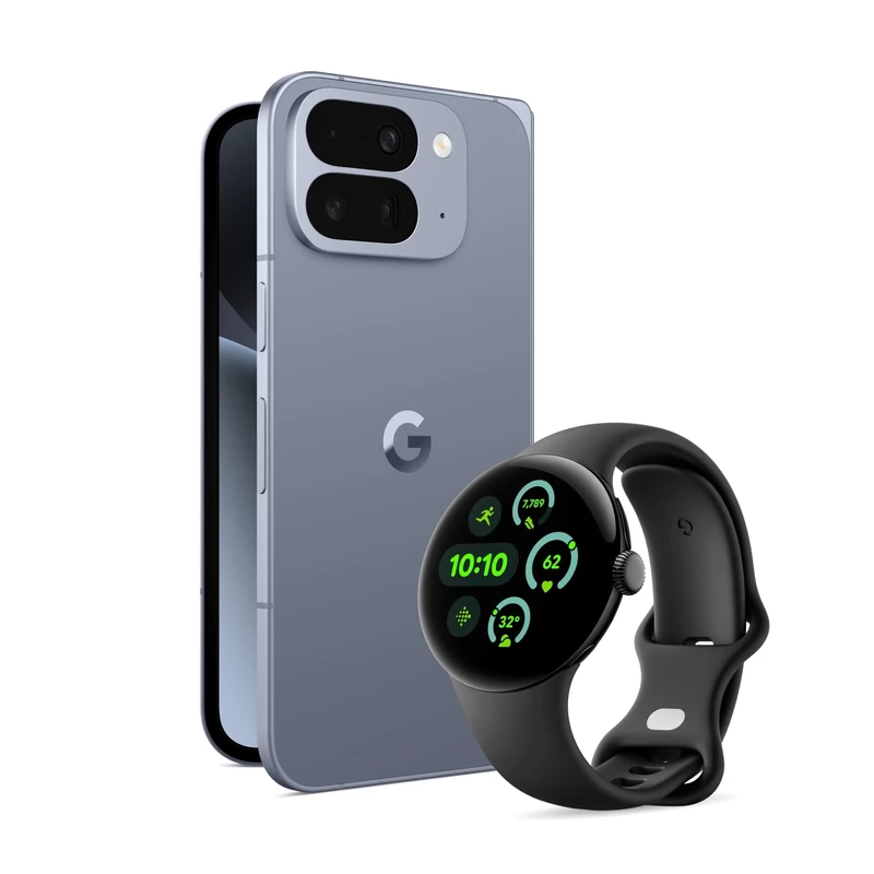 Google Pixel 10 Pro Fold - Unlocked Android Smartphone with Gemini - Advanced Triple Rear Camera System - 24+ Hour Battery – Foldable Display - Hands-Free Video - Moonstone, 256GB + Watch 3 (Obsidian)