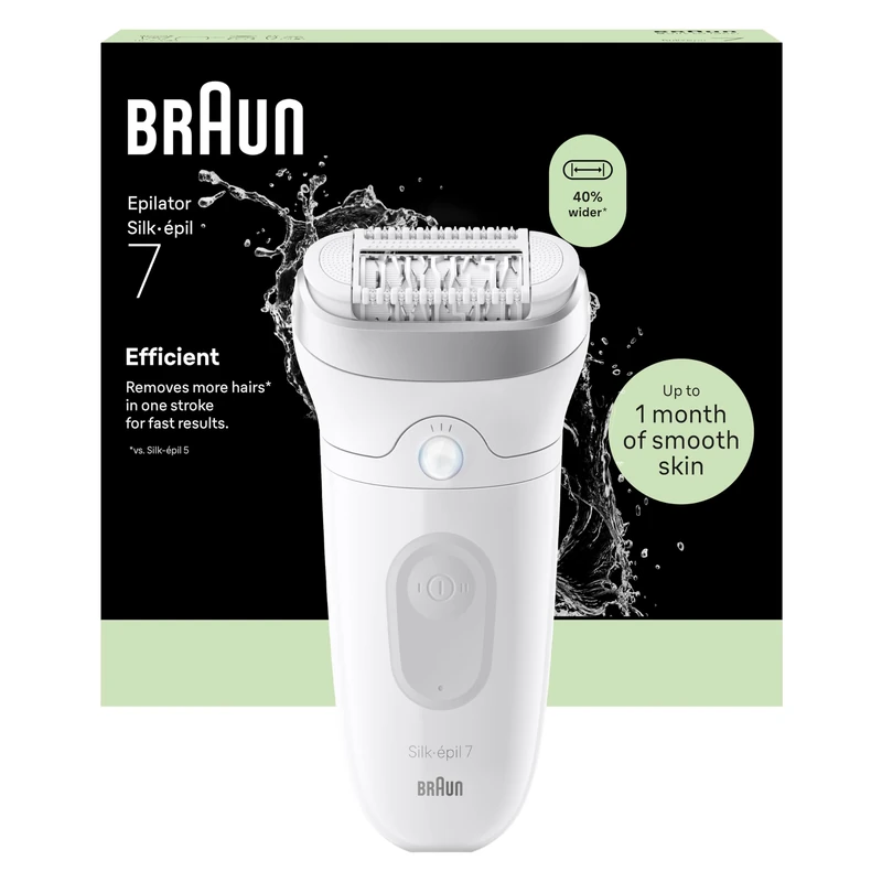 Braun Silk·épil 7, Epilator with Wide Head for Easy Hair Removal, Wet & Dry, Lasting Smooth Skin, 7-011, Silver - Image 1