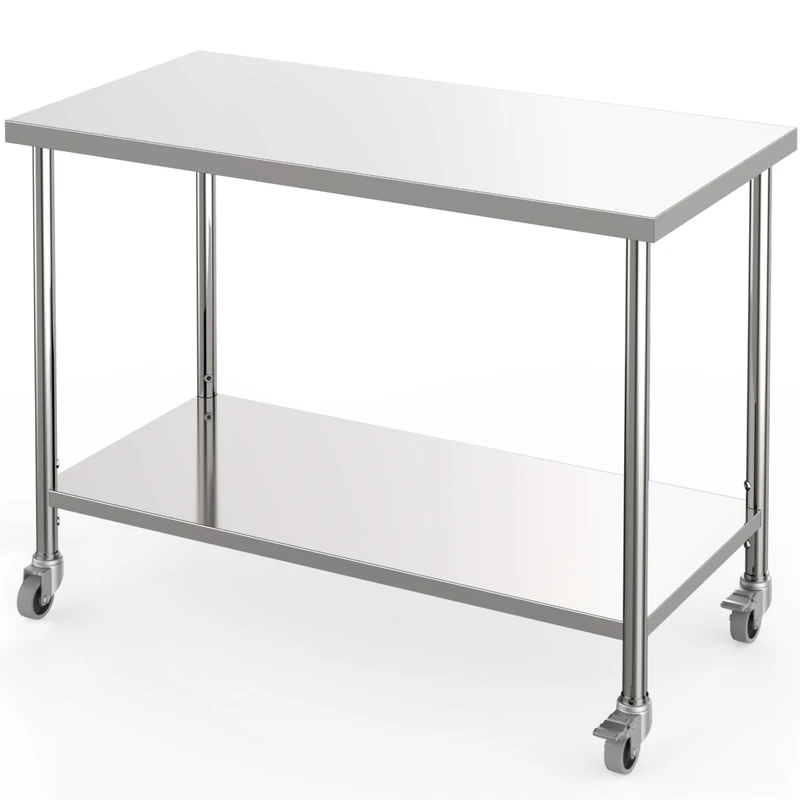 Stainless Steel Table Food Preparation Work Tables 61 x 152 cm Heavy Duty Commercial with Lower Shelf and Upstand for Restaurant/Kitchen/Home/Hotel