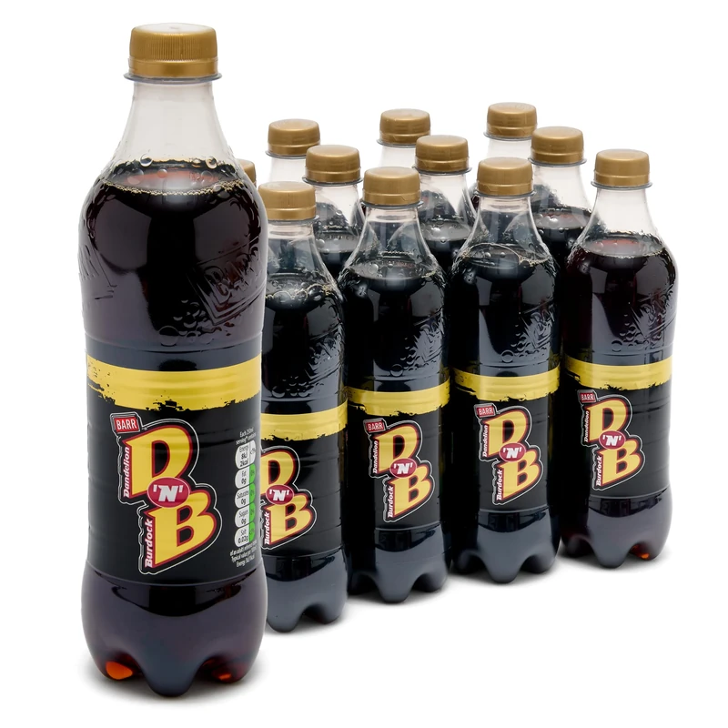 Barr DNB - Fizzy Drinks 96 Pack x 500ml Bottles - Dandelion and Burdock Cans - Soft Drink with Zero Sugar