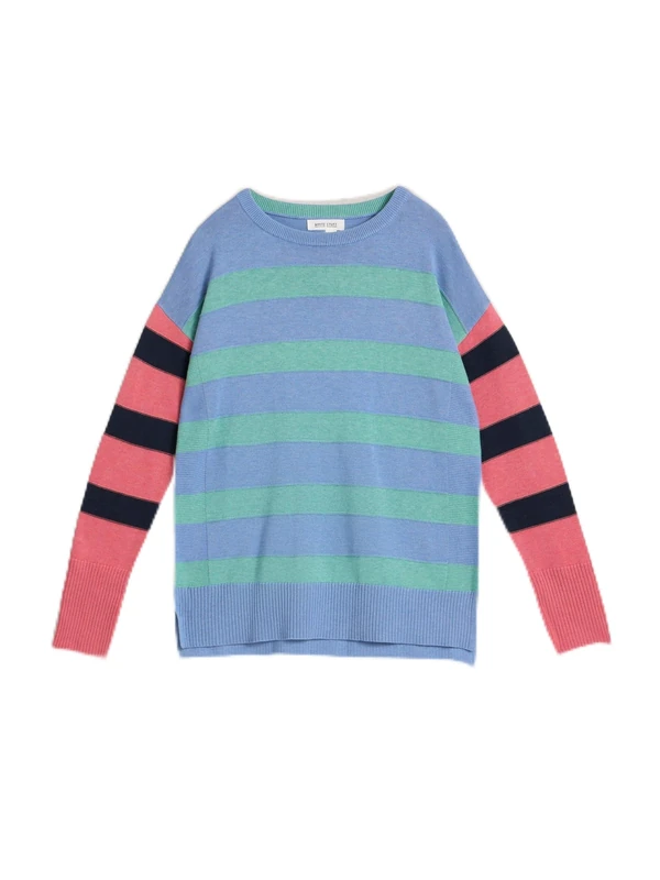 White Stuff Women's Olive Stripe Jumper - A Casual All-Over Print Jumper in Cotton Modal with Regular Fit - Blue MLT - Size 12 - Image 1